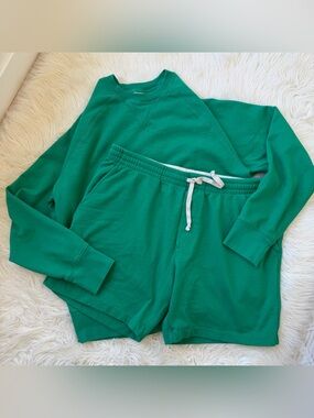 J. Crew French Terry Crew Sweatshirt and Shorts Matching Set